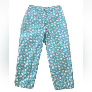Vintage Lilly Pulitzer Blue and Pink Turtle and Fish Print Cropped Pants Size 6